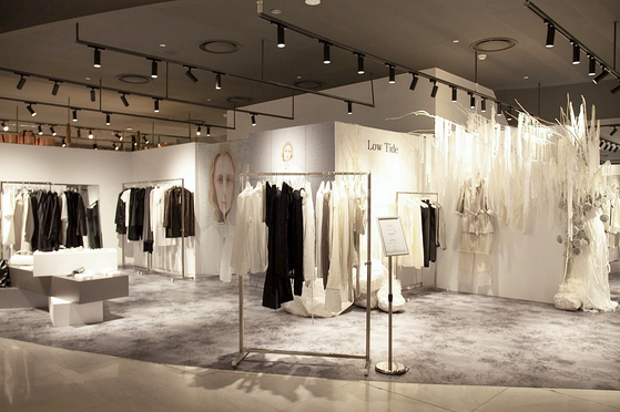 Clothes from Low Tide are displayed in the basement of Lotte World Mall in Songpa District, southern Seoul. [LOTTE DEPARTMENT STORE]