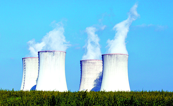 Four of the cooling towers of the Dukovany nuclear power plant [AP/YONHAP]