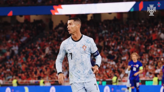 Portugal's Cristiano Ronaldo in action during a 2024-25 Nations League match against Croatia on Thursday. [ONE FOOTBALL]