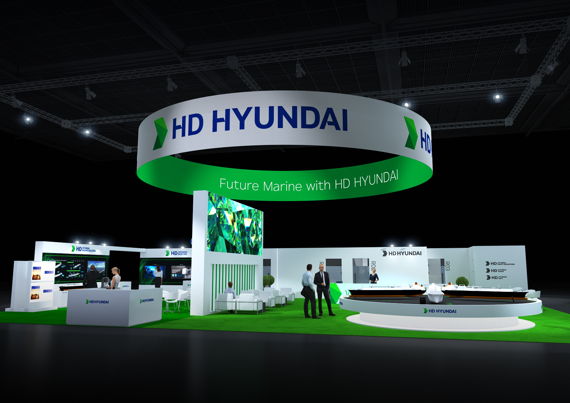 A render of HD Hyundai's booth at the U.S. gas exhibition Gastech 2024 scheduled to be held in Houston from next Tuesday to Friday. [HD HYUNDAI]