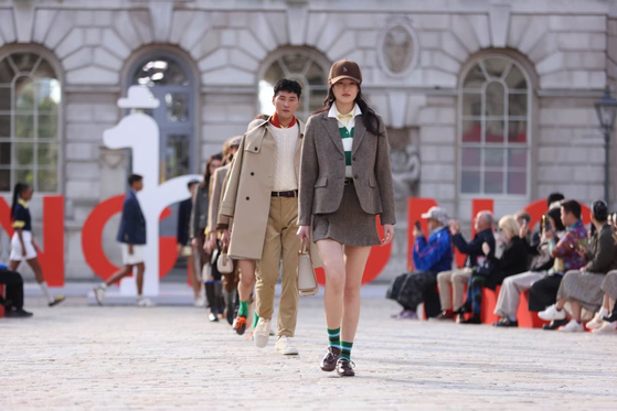 Fashion retailer LF’s casual brand Hazzys' show at London Fashion Week spring/summer 2025, held at the Somerset House in central London on Sept. 15. [LF]