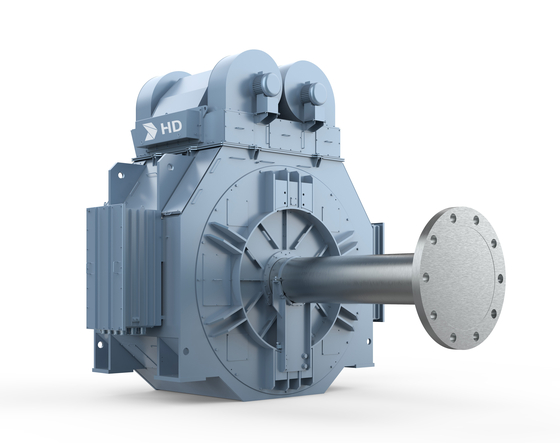 A render of a generator for the shaft generator system that HD Hyundai Marine Solution plans to supply [HD HYUNDAI MARINE SOLUTION]