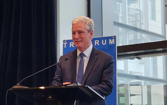 Robert O'Brien, former national security advisor, speaks during a forum hosted by the TriForum in Washington on Sept. 30, 2024. [YONHAP]