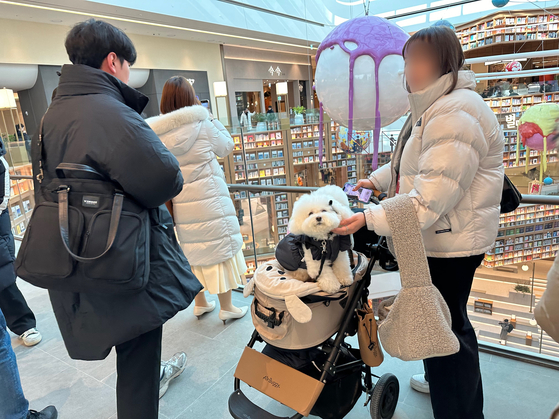 A visitor pushes a dog stroller through The Hyundai Seoul shopping mall in Yeouido, western Seoul. [SEO JI-EUN]