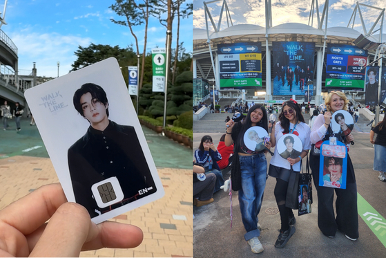 Fans at the venue of Enhypen's Goyang concert of its ″Walk The Line″ world tour at the Goyang Stadium in Gyeonggi on Oct. 5. [DANIELA GONZALEZ PEREZ]