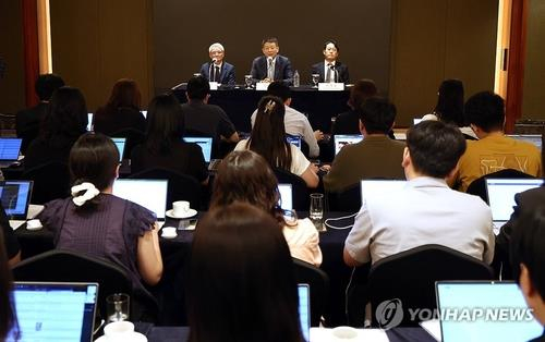 This file photo taken Sept. 19, 2024, shows a press conference held by MBK Partners in Seoul. [YONHAP]