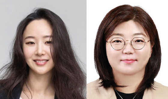 Min Hee-jin, former CEO of ADOR at left, and new CEO Kim Ju-young [ADOR]