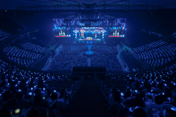 Virtual boy band Plave's fan concert held on Oct. 5 and 6 at the Jamsil Indoor Arena in southern Seoul [VLAST]