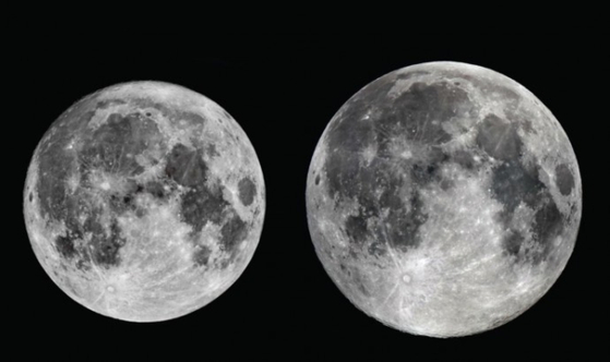 A "micromoon," left, and a "supermoon" [KOREA ASTRONOMY & SPACE SCIENCE INSTITUTE]