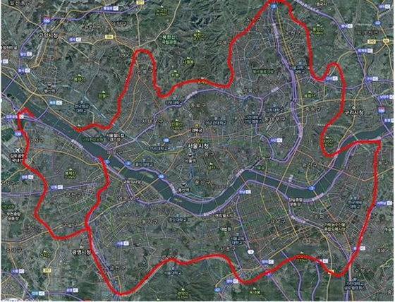 A 157 kilometers long trail where rabies vaccine packets will be dispersed [SEOUL METROPOLITAN GOVERNMENT]