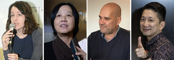 From left are Deborah Smith, Choi Kyung-ran, Pierre Bisiou and Anton Hur [YONHAP, NEWS1, JoongAng Ilbo]