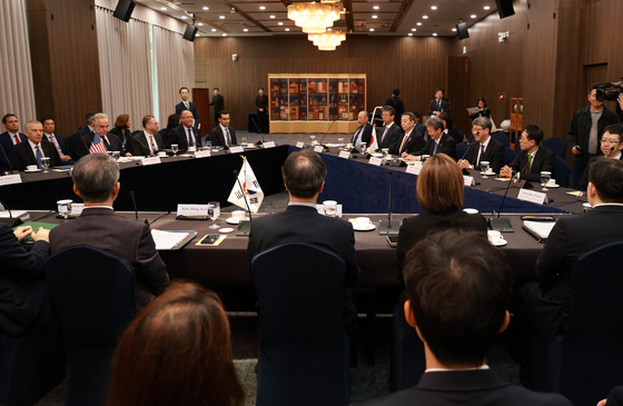 South Korea, the United States and Japan hold vice-ministerial talks at the foreign ministry in Seoul on Wednesday. [YONHAP]