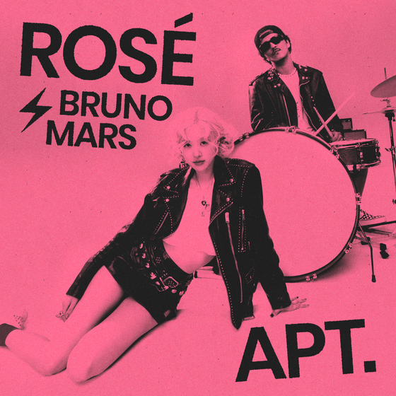 A promotional image for "APT.," the upcoming single from Blackpink’s Rosé and pop star Bruno Mars. [THE BLACK LABEL]