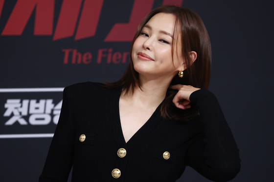 Actor Lee Ha-nee poses for a photo during a press conference for the second season of SBS's ″The Fiery Priest″ held in Yangcheon District, western Seoul, on Friday. [YONHAP]