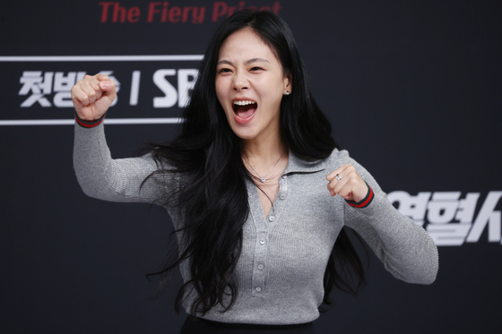 Actor Kim Hyoung-seo poses for a photo during a press conference for the second season of SBS's ″The Fiery Priest″ held in Yangcheon District, western Seoul, on Friday. [YONHAP]