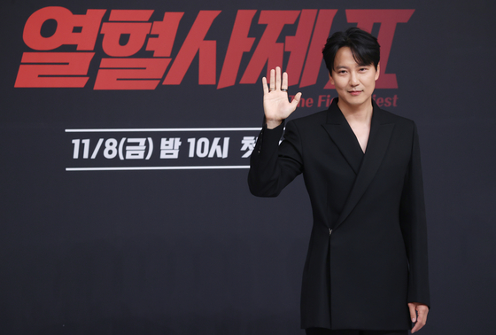 Actor Kim Nam-gil poses for a photo during a press conference for the second season of SBS's ″The Fiery Priest″ held in Yangcheon District, western Seoul, on Friday. [YONHAP]